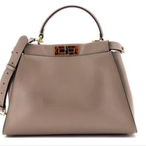 Fendi Peekabo Cream Handbag with Gold Accents